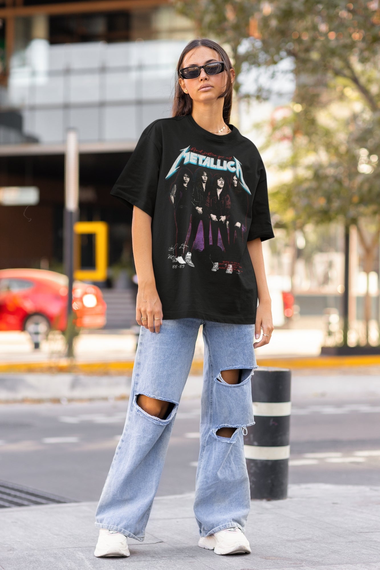 Unisex Black Oversized Tshirt - Metallica Band Print