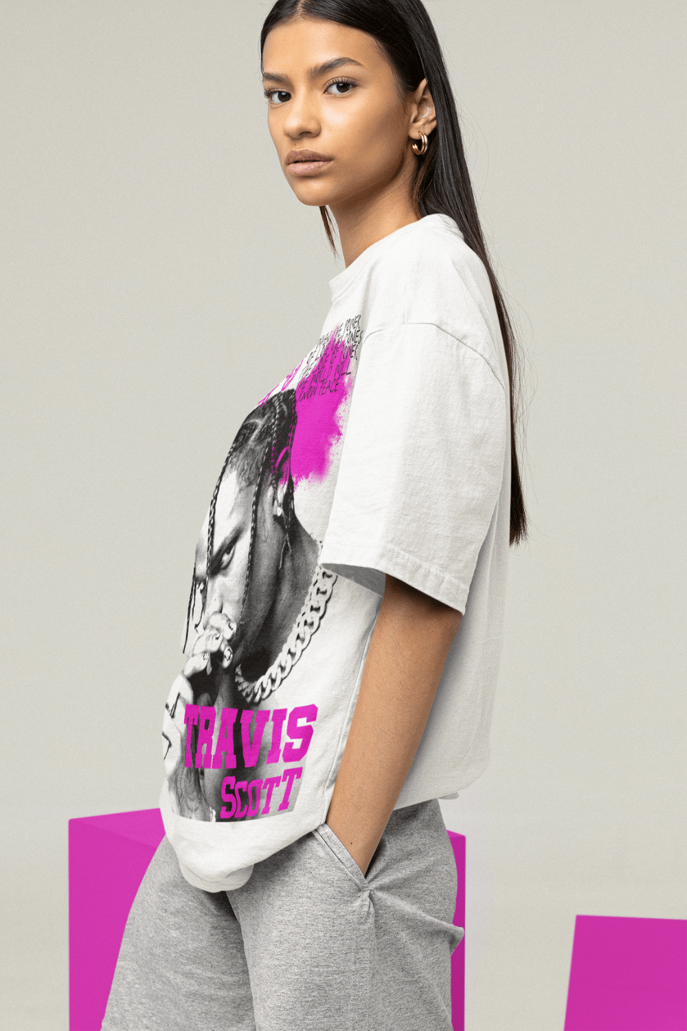 White Oversized Tshirt for Women side view