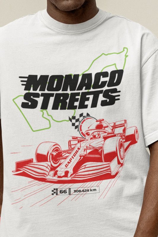 White Oversized Tshirt with Formula Race Print