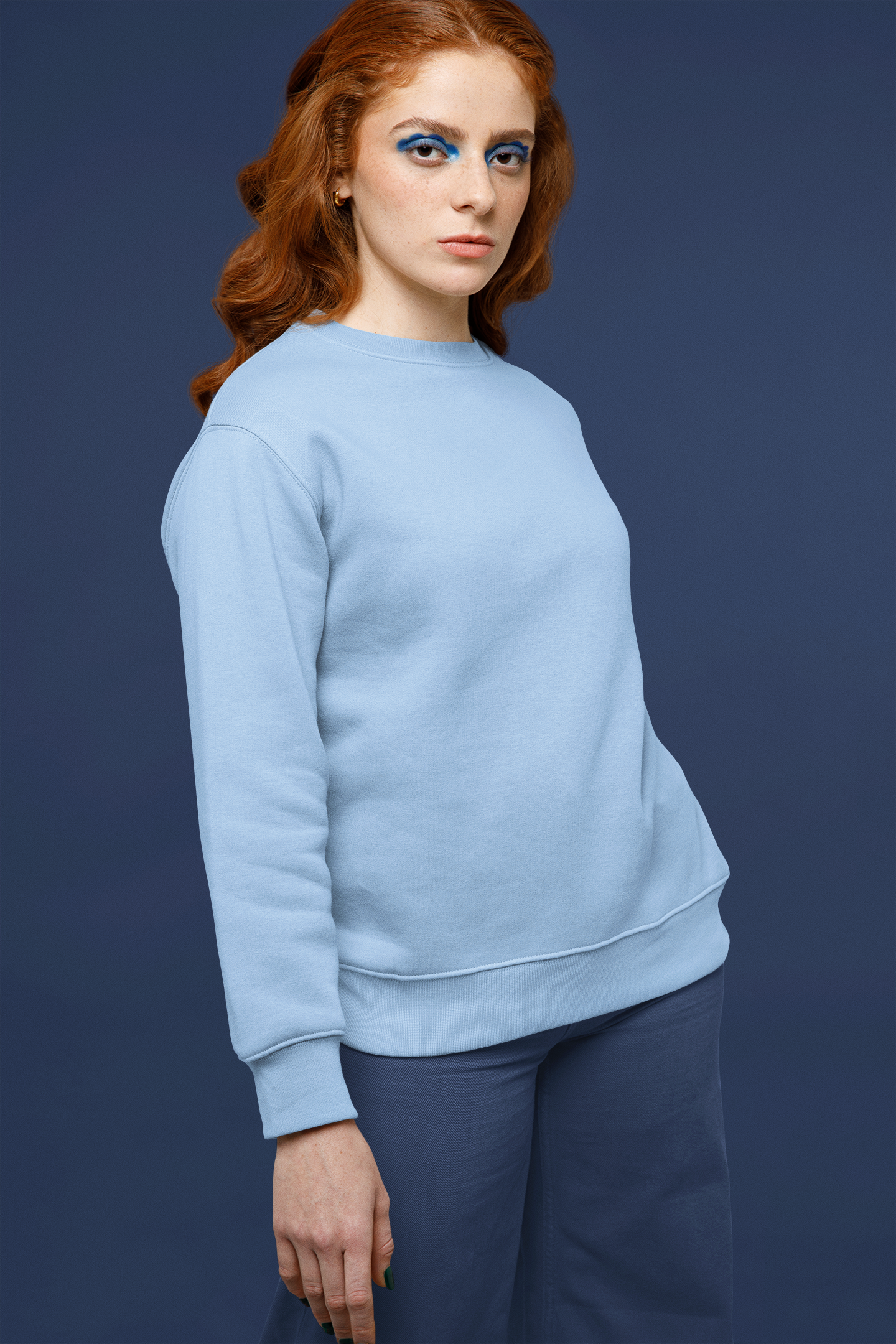 Women's Sweatshirt in Solid Baby Blue