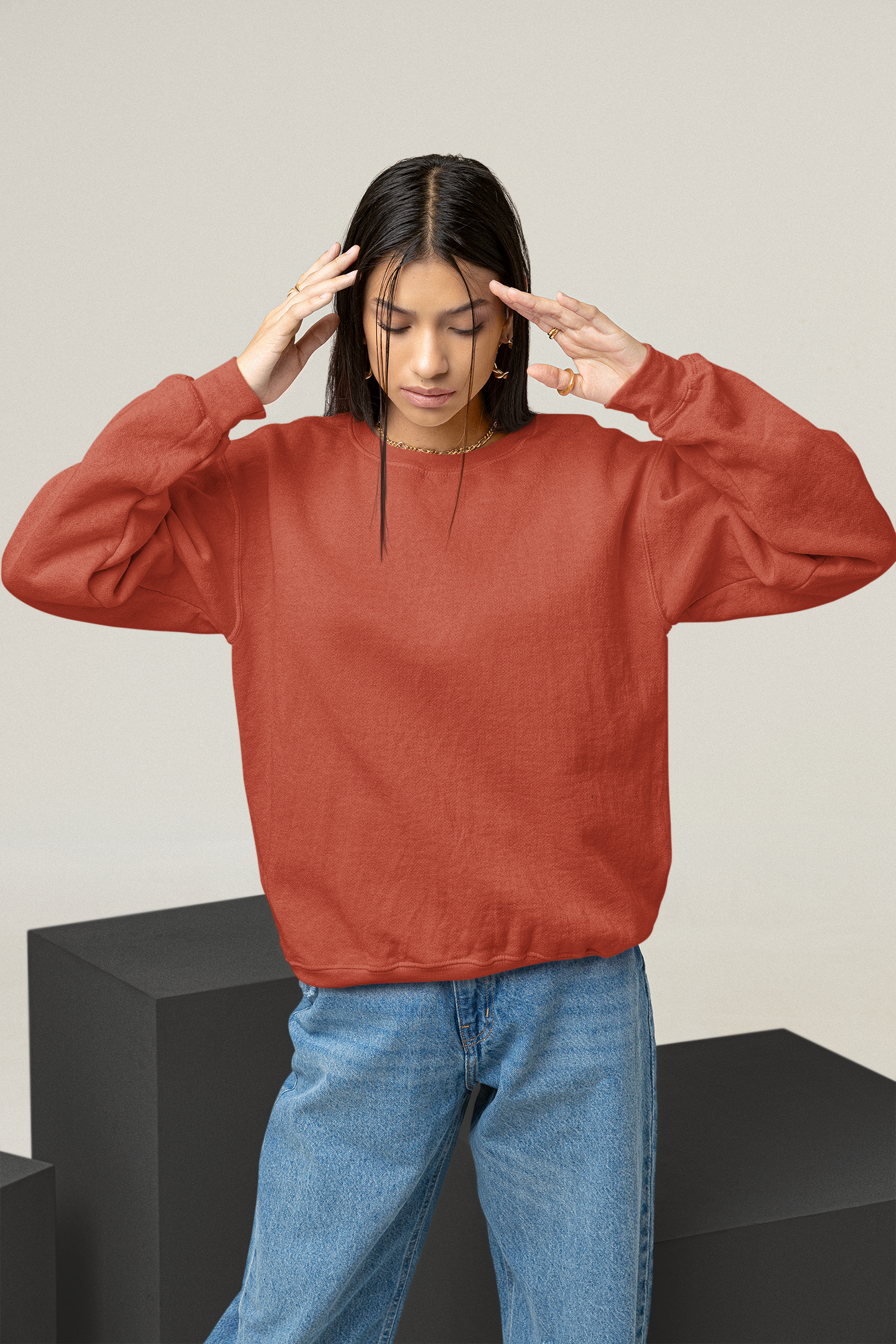 Women's Sweatshirt in Solid Coral
