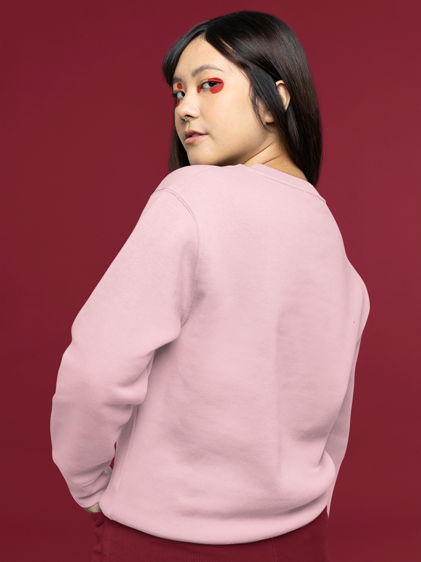 Women's Sweatshirt in Solid Light Baby Pink