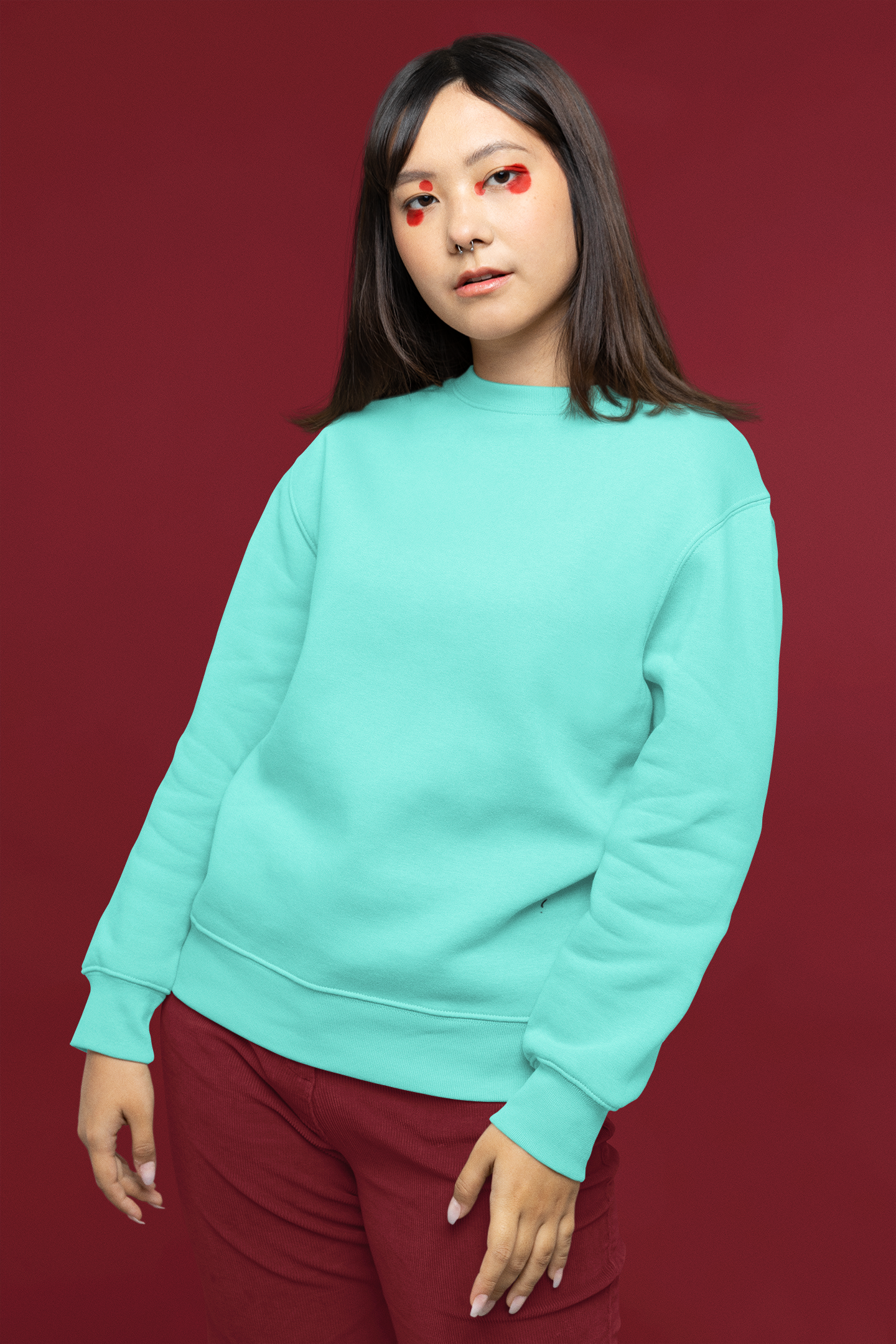Women's Sweatshirt in Solid Mint