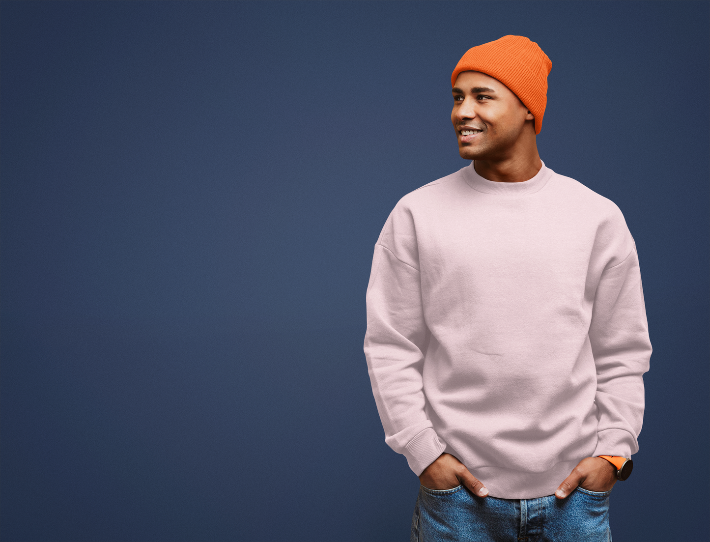 Men's Sweatshirt in Solid Light Baby Pink