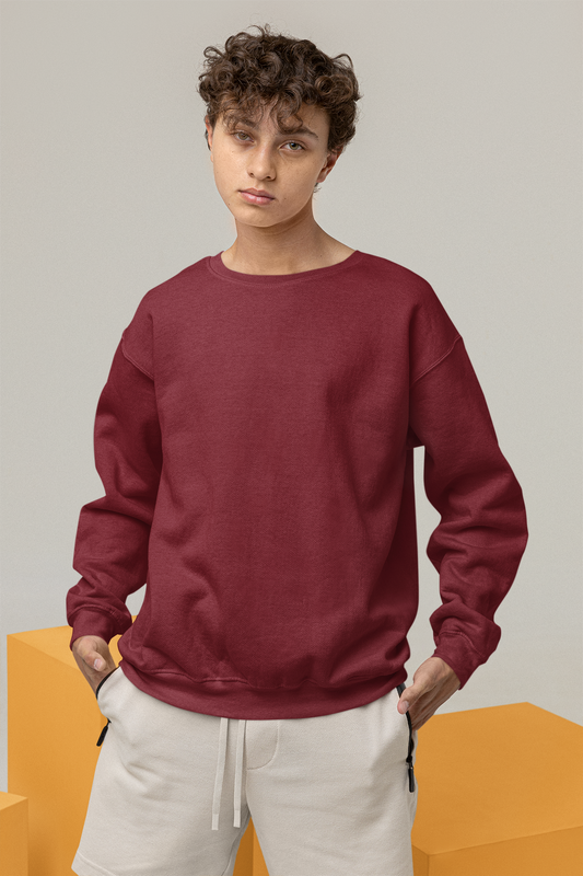 Men's Sweatshirt in Solid Maroon