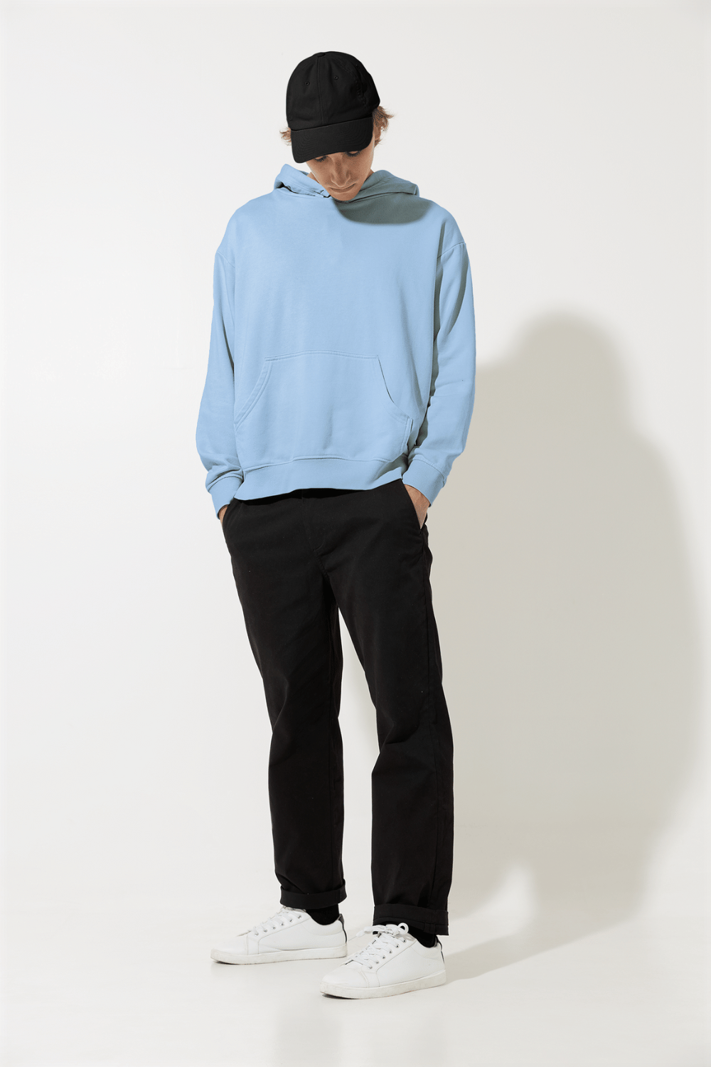 Men's Hooded Sweatshirt in Baby Blue color