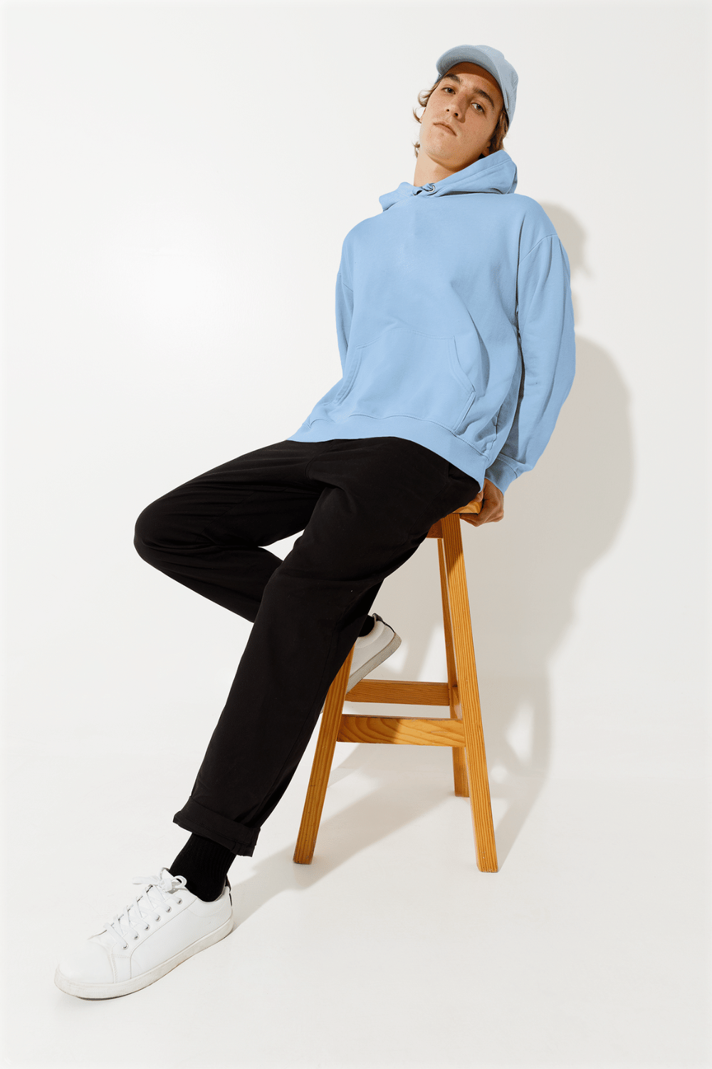 Men's Hoodie in Light Blue color
