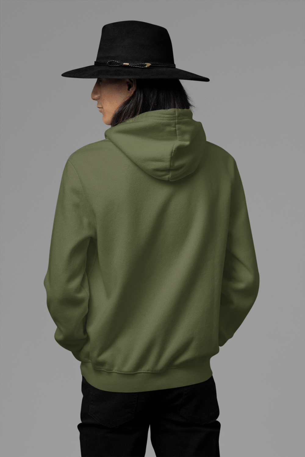 Men s Hooded Sweatshirt in Solid Olive Green