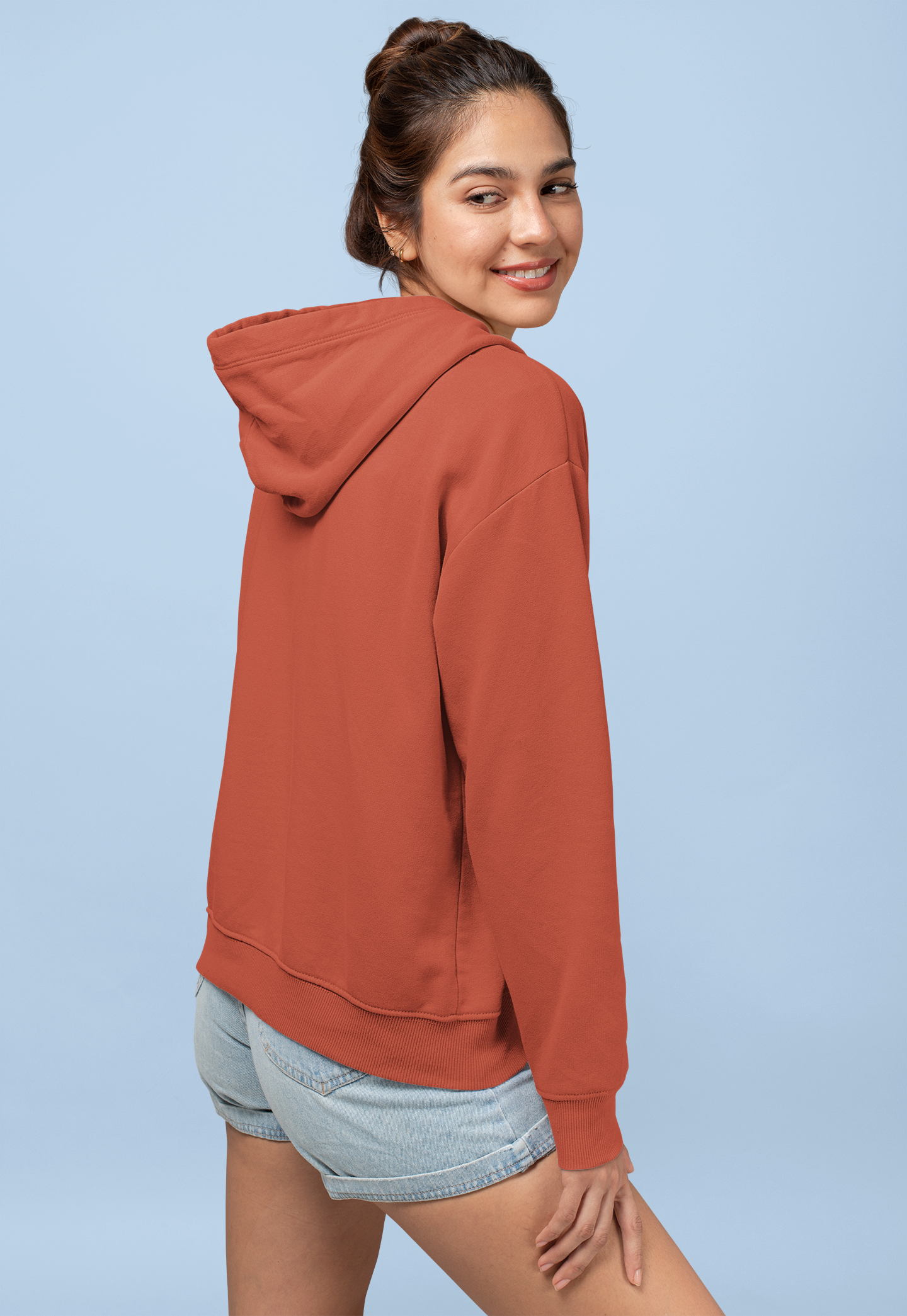Women's Hooded Sweatshirt in Solid Coral CAPTCHA