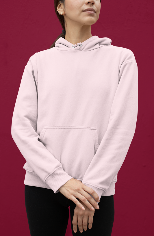 Women's Hooded Sweatshirt in Solid Light Baby Pink CAPTCHA