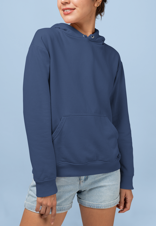 Women's Hooded Sweatshirt in Solid Navy Blue CAPTCHA