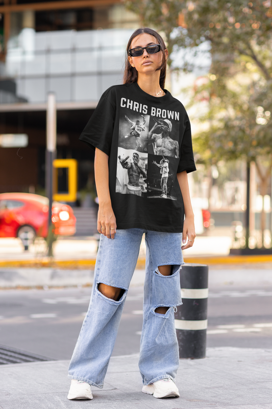 Women's Oversized T-shirt in Black - Chris Brown CAPTCHA