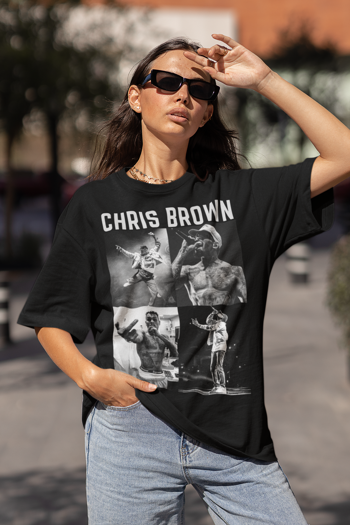 Women's Oversized T-shirt in Black - Chris Brown CAPTCHA
