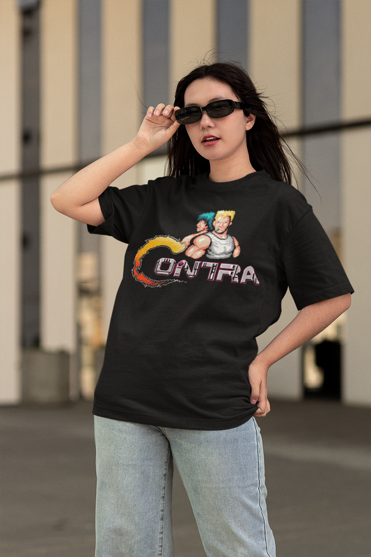 Women's Oversized T-shirt in Black - Contra Arcade CAPTCHA