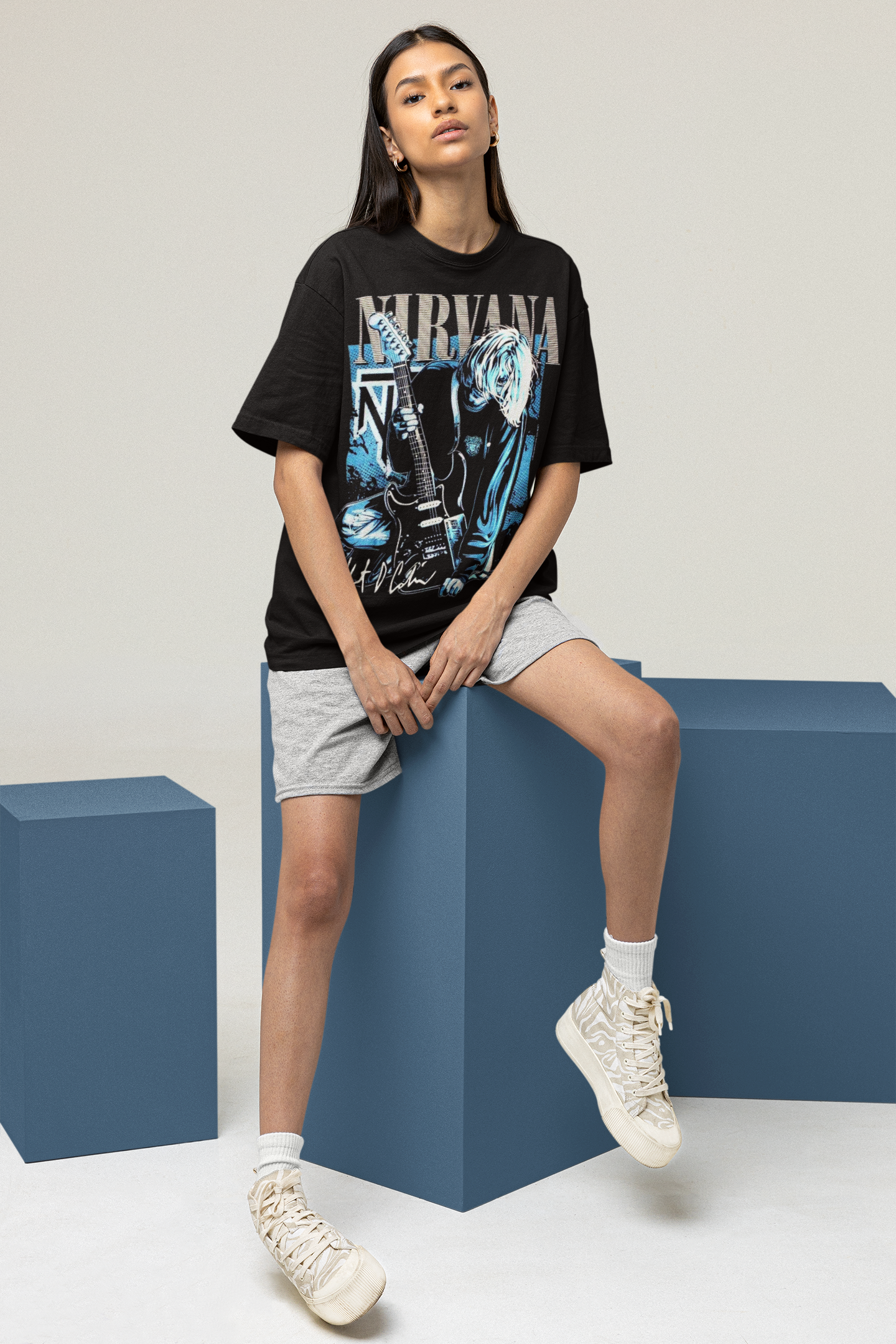 Women's Oversized T-shirt in Black - Niravana CAPTCHA