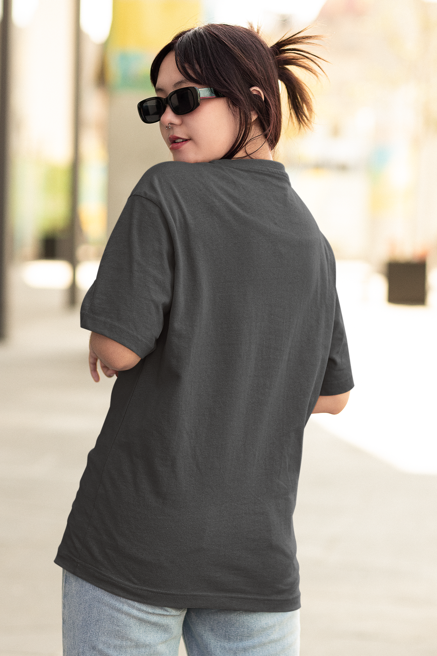 Women's Oversized T-shirt in Meteor Grey - Turtle Got Wings CAPTCHA