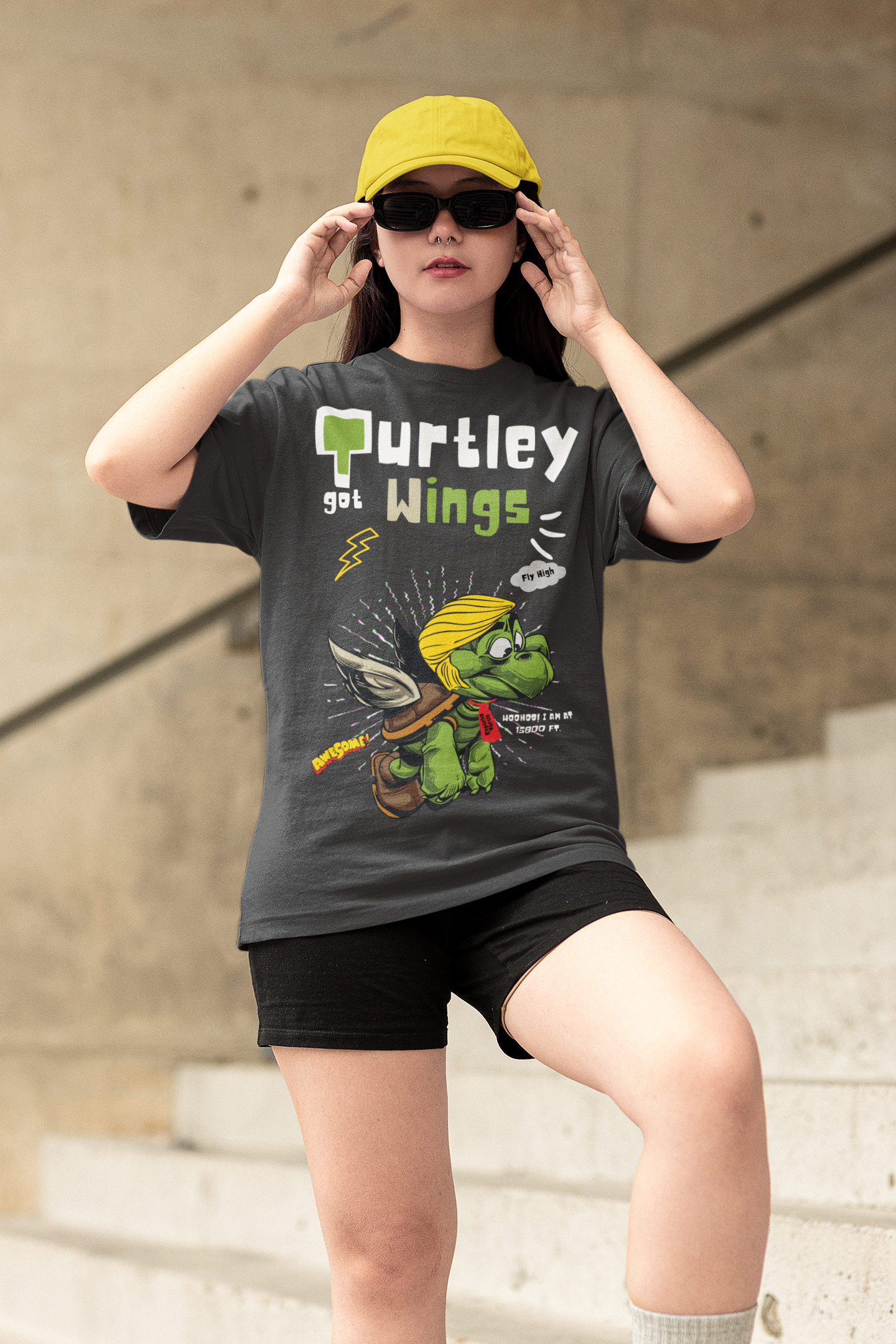 Women's Oversized T-shirt in Meteor Grey - Turtle Got Wings CAPTCHA