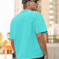 Men's Boxy Fit Solid Cyan T-Shirt
