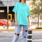 Women's Oversized T-shirt in Solid Cyan