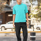 Men's Boxy Fit Solid Cyan T-Shirt