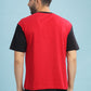 Men's Boxy Fit Solid Red Black T-Shirt