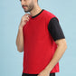 Men's Boxy Fit Solid Red Black T-Shirt