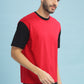 Men's Boxy Fit Solid Red Black T-Shirt