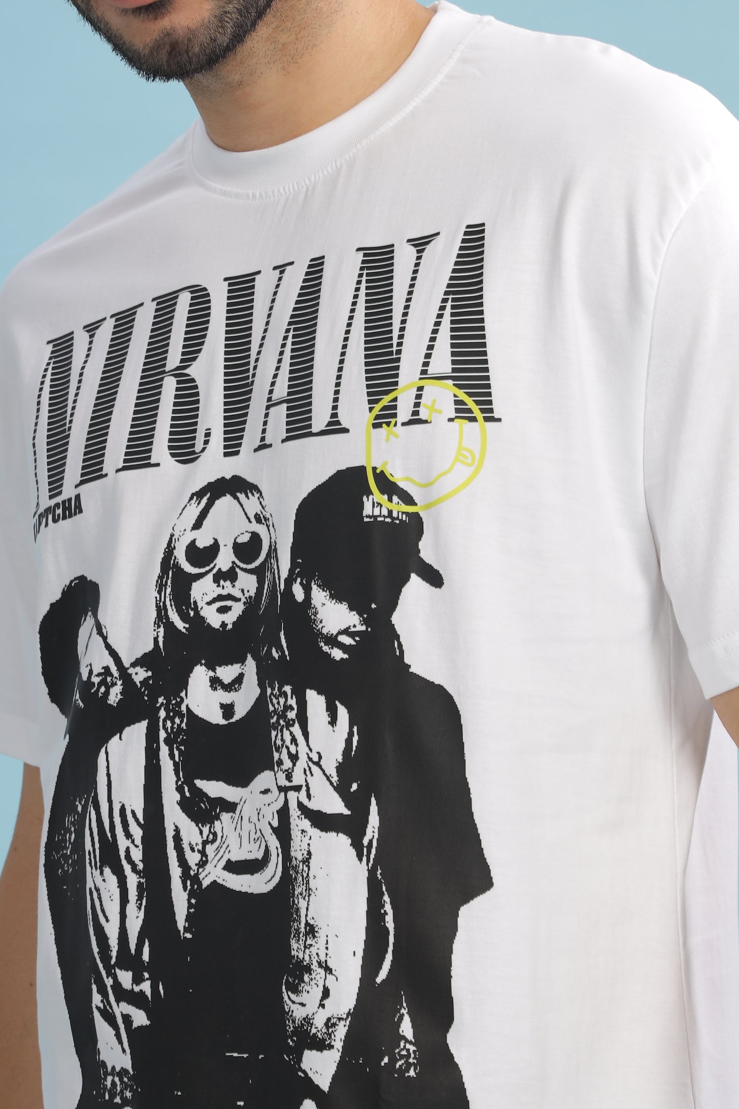 Men's Oversized T-shirt in White - Nirvana