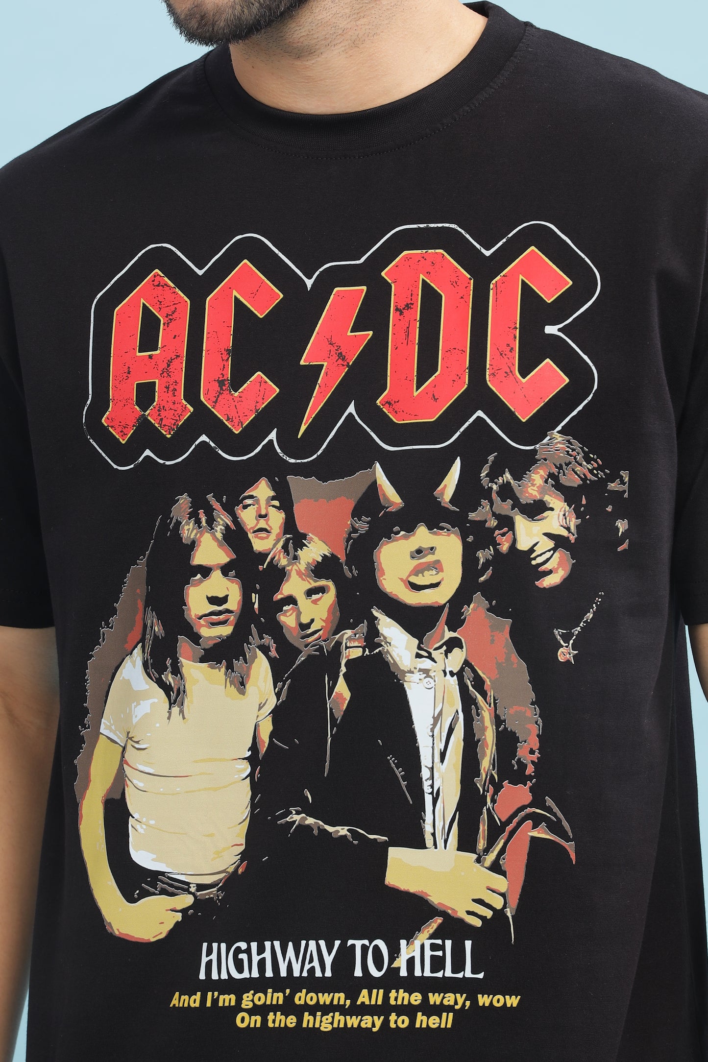 Men's Oversized T-shirt in Black - ACDC