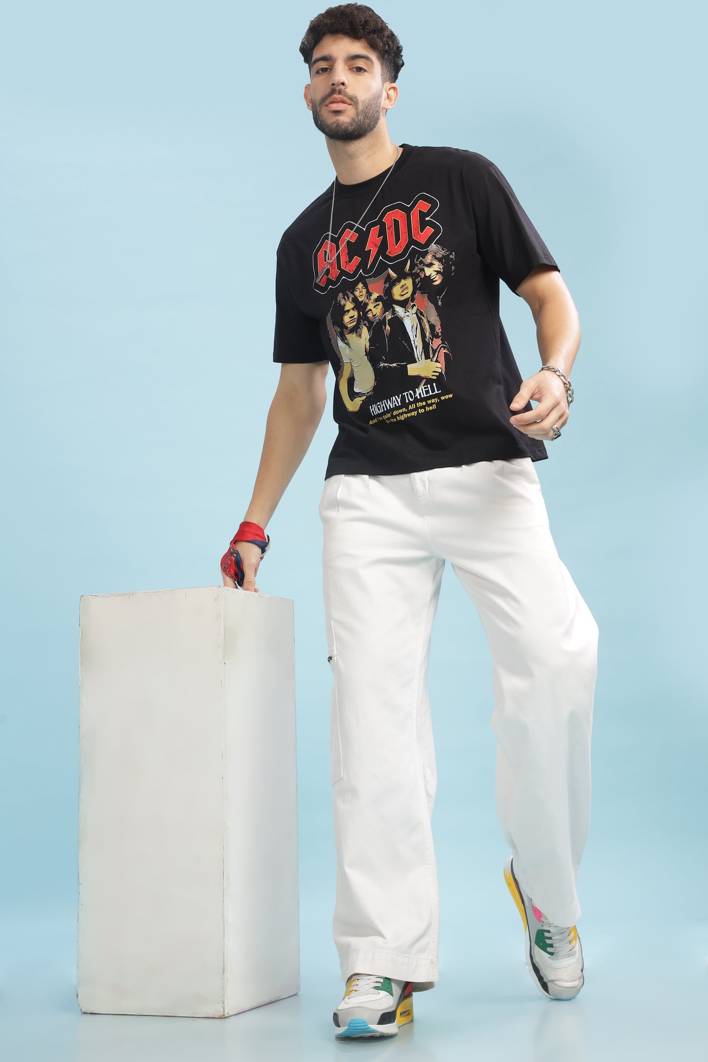 Men's Oversized T-shirt in Black - ACDC