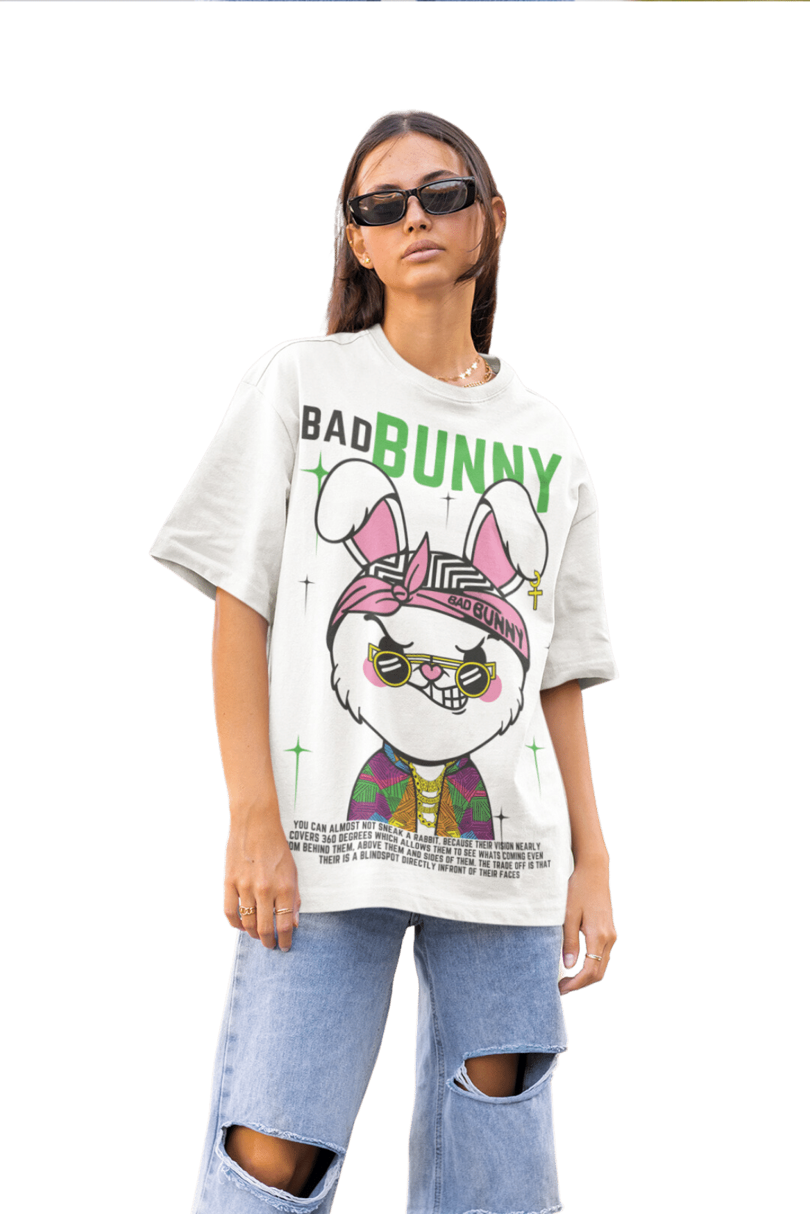 Women's Oversized T-shirt in White - Bad Bunny