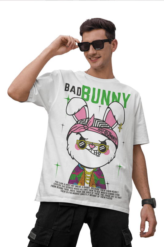 Men's Oversized T-shirt in White - Bad Bunny