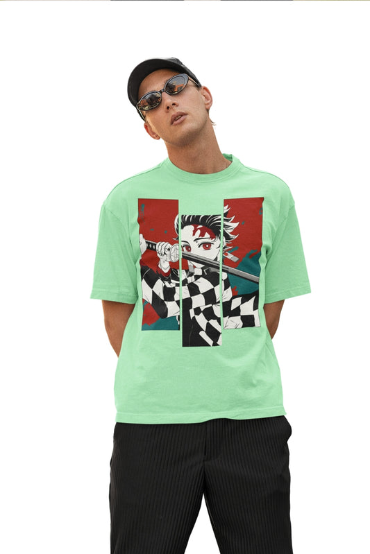 Men's Mint Oversized T-shirt - Tanjiro Kamado | Anime