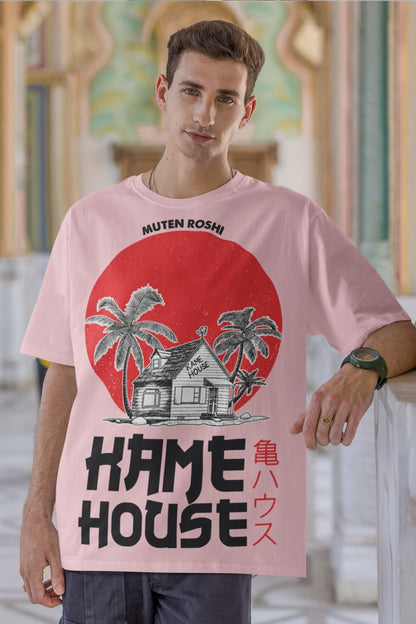 Men's Baby Pink Oversized T-shirt - Kame House