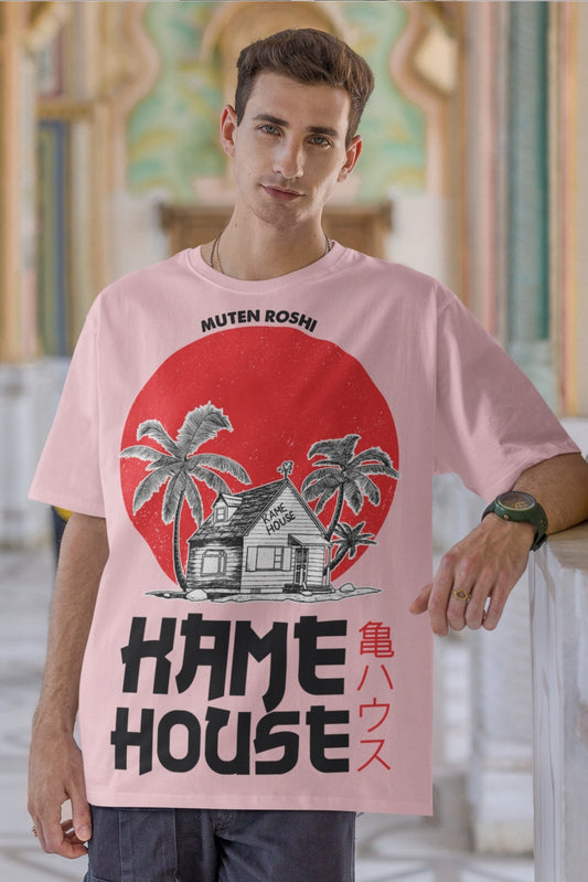 Men's Baby Pink Oversized T-shirt - Kame House