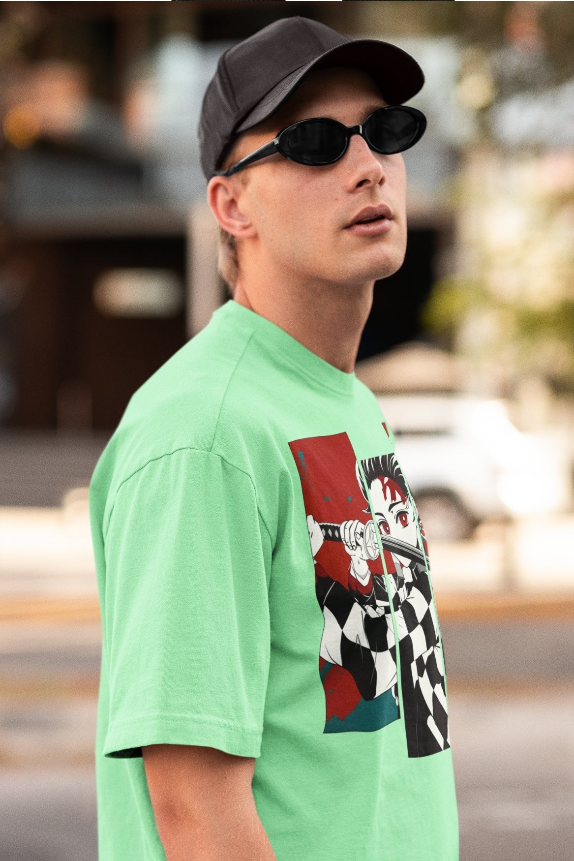 Men's Mint Oversized T-shirt - Tanjiro Kamado | Anime