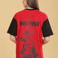Women's Red Black Oversized T-shirt - Monkey Luffy | Anime