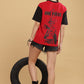 Women's Red Black Oversized T-shirt - Monkey Luffy | Anime