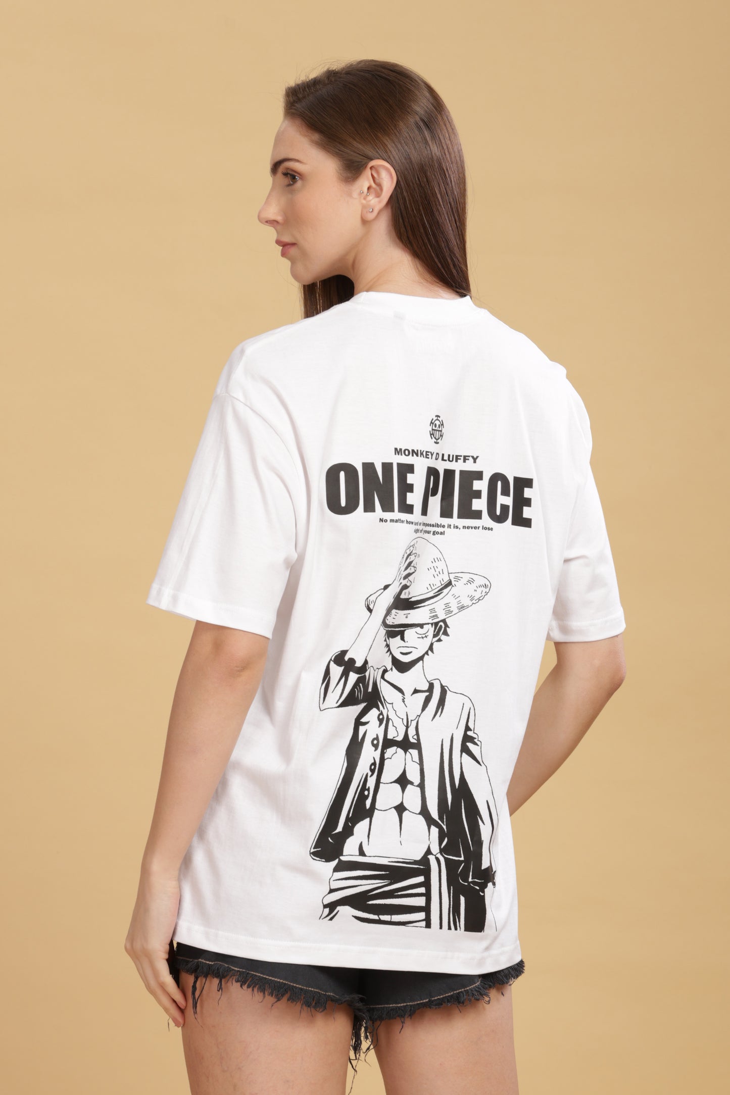 Women's White Oversized T-shirt - Monkey Luffy | Anime