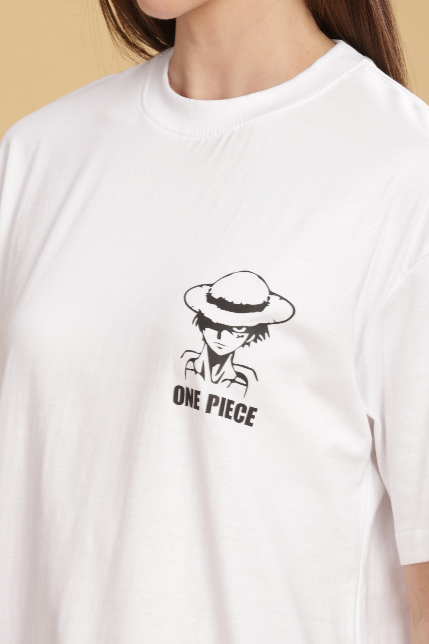 Women's White Oversized T-shirt - Monkey Luffy | Anime