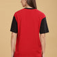 Women's Boxy Fit Solid Red Black T-Shirt
