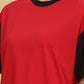 Women's Boxy Fit Solid Red Black T-Shirt