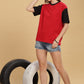 Women's Boxy Fit Solid Red Black T-Shirt