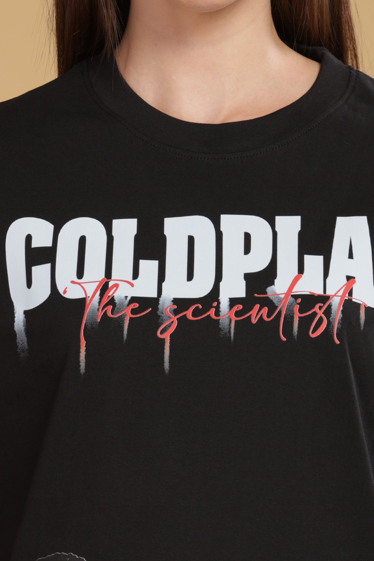 Women's Oversized T-shirt in Black - Coldplay
