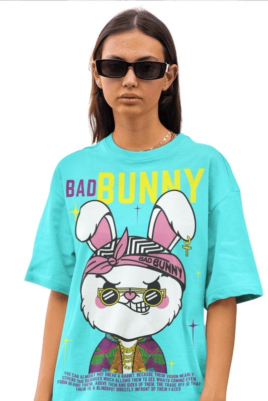 Women's Oversized T-shirt in Cyan - Bad Bunny