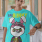 Men's Oversized T-shirt in Cyan - Bad Bunny