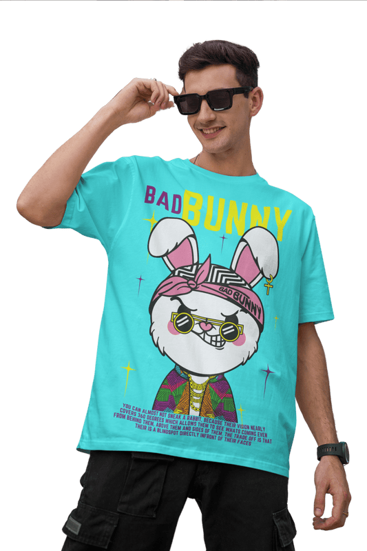 Men's Oversized T-shirt in Cyan - Bad Bunny