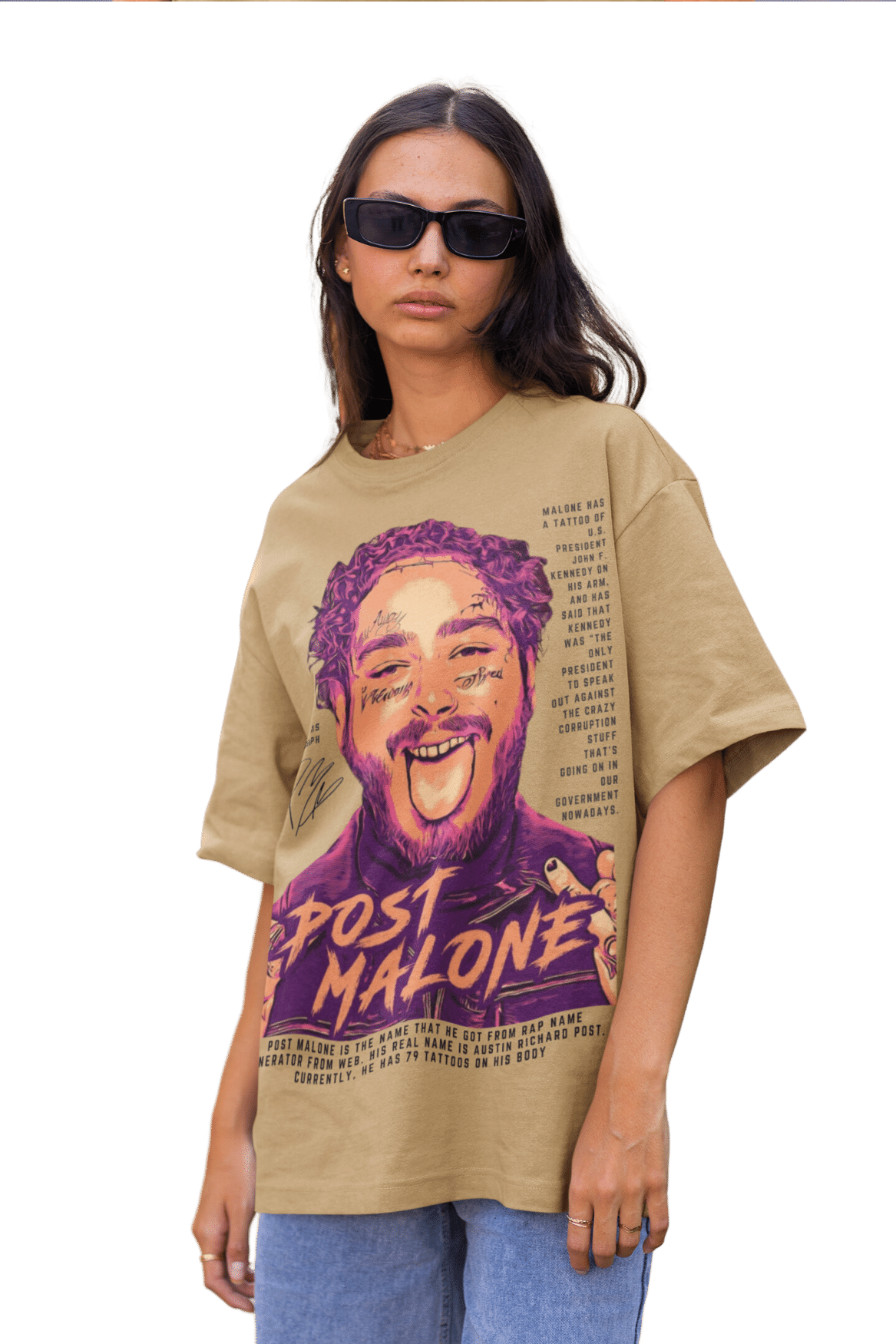 Women's Oversized T-shirt in Beige color - Post Malone