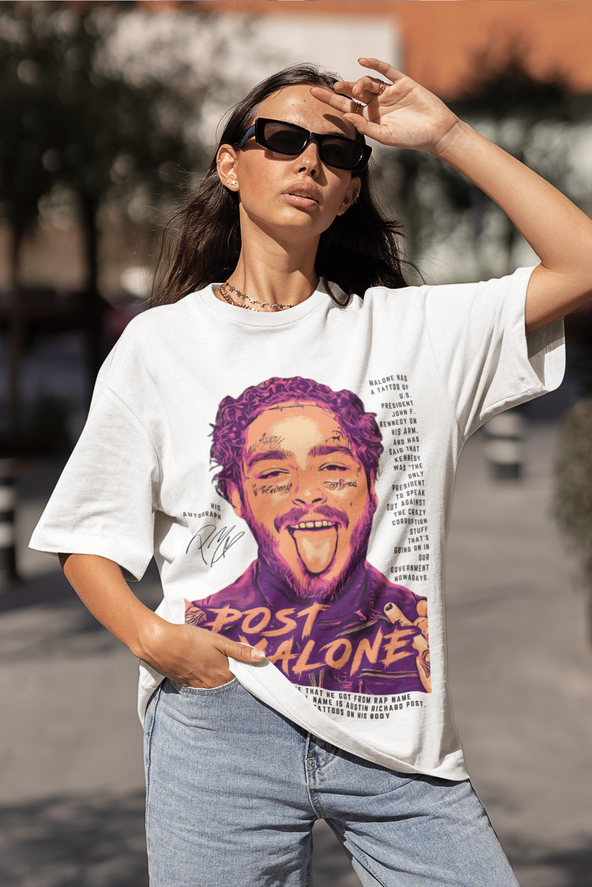 Women's Oversized T-shirt in White color - Post Malone