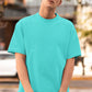 Men's Boxy Fit Solid Cyan T-Shirt